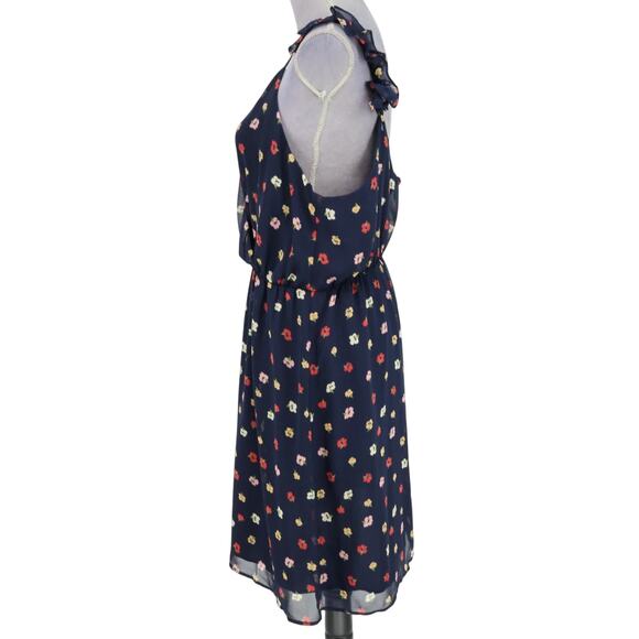 Madewell Dress Plus Size 18 Navy Blue Floral Chiffon Lined Ruffle Strap Sundress - Picture 5 of 14